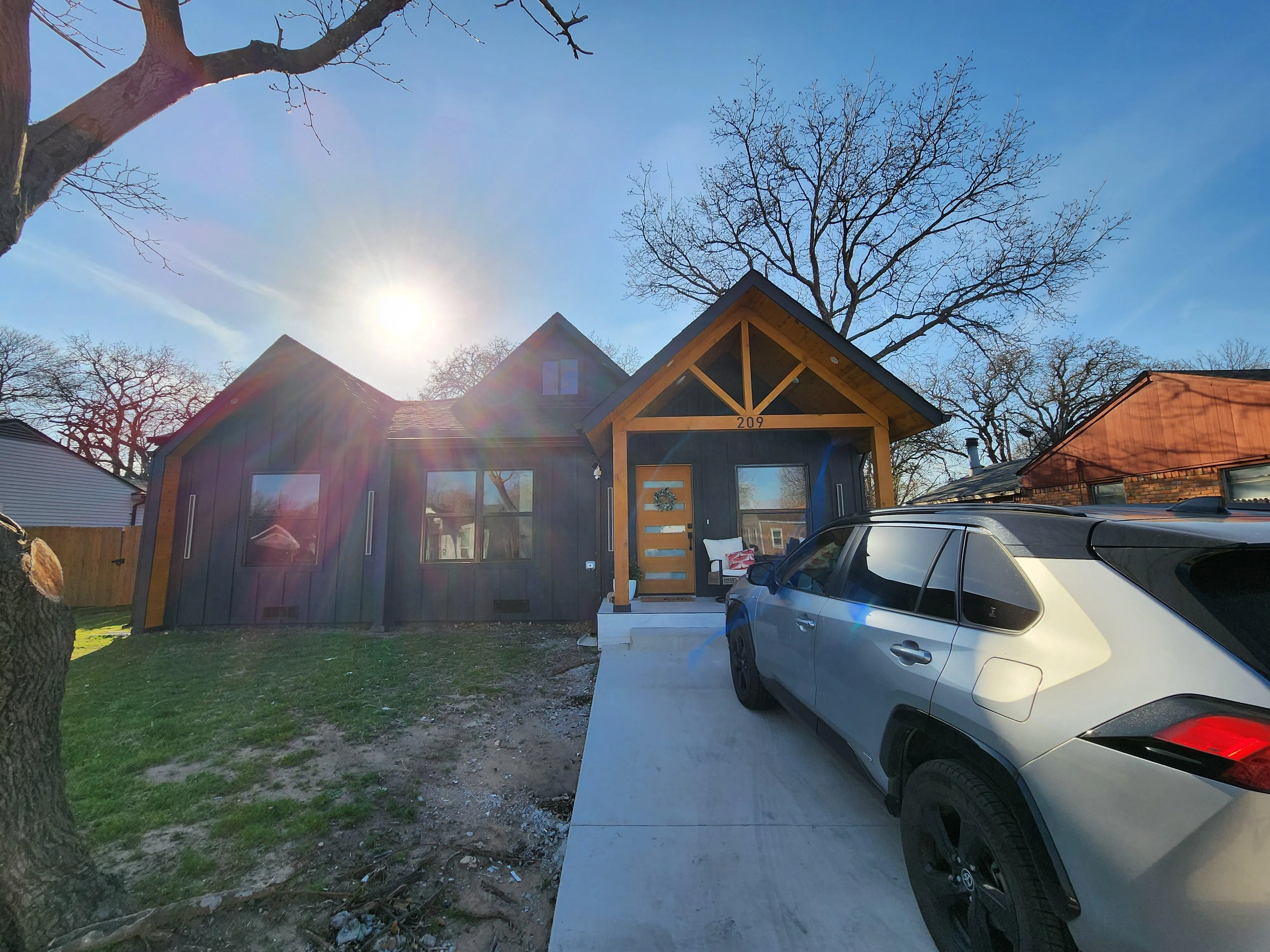 Front facade in sunlight